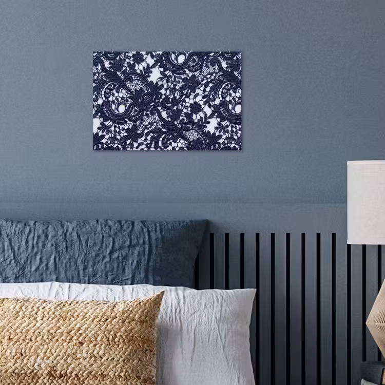 Poster - Dunkelblaue Spitze – Blumen — 3