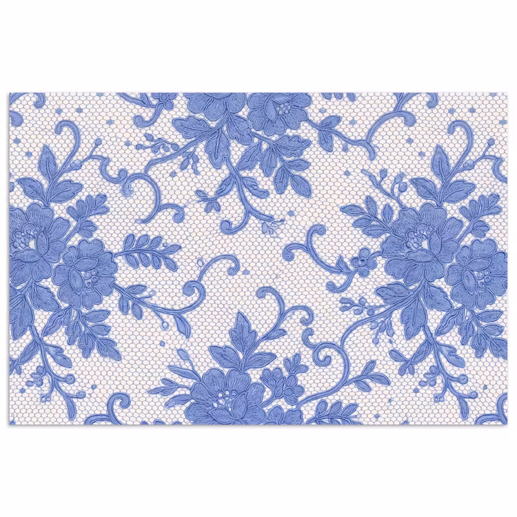 Poster - Spitze – Blumen – Blau — 1