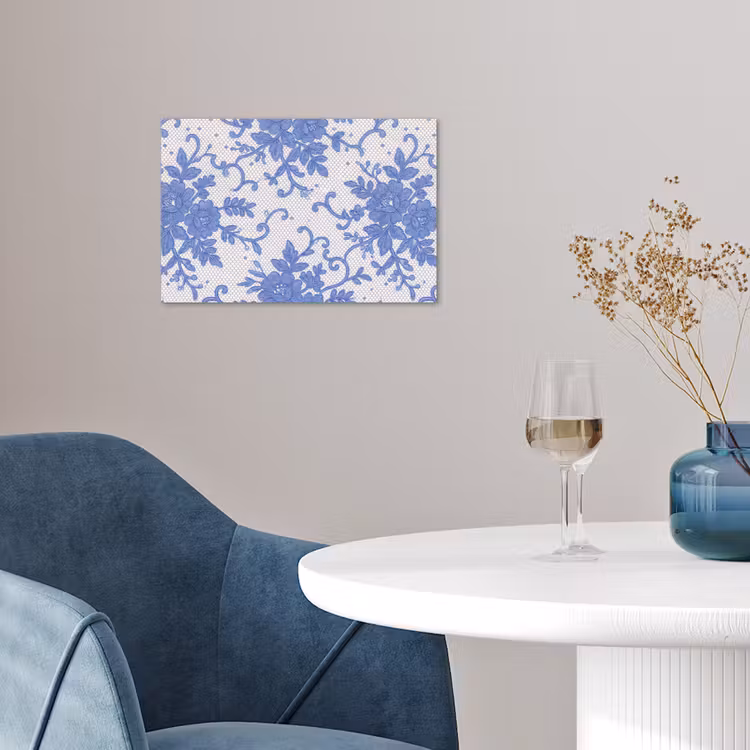 Poster - Spitze – Blumen – Blau — 4