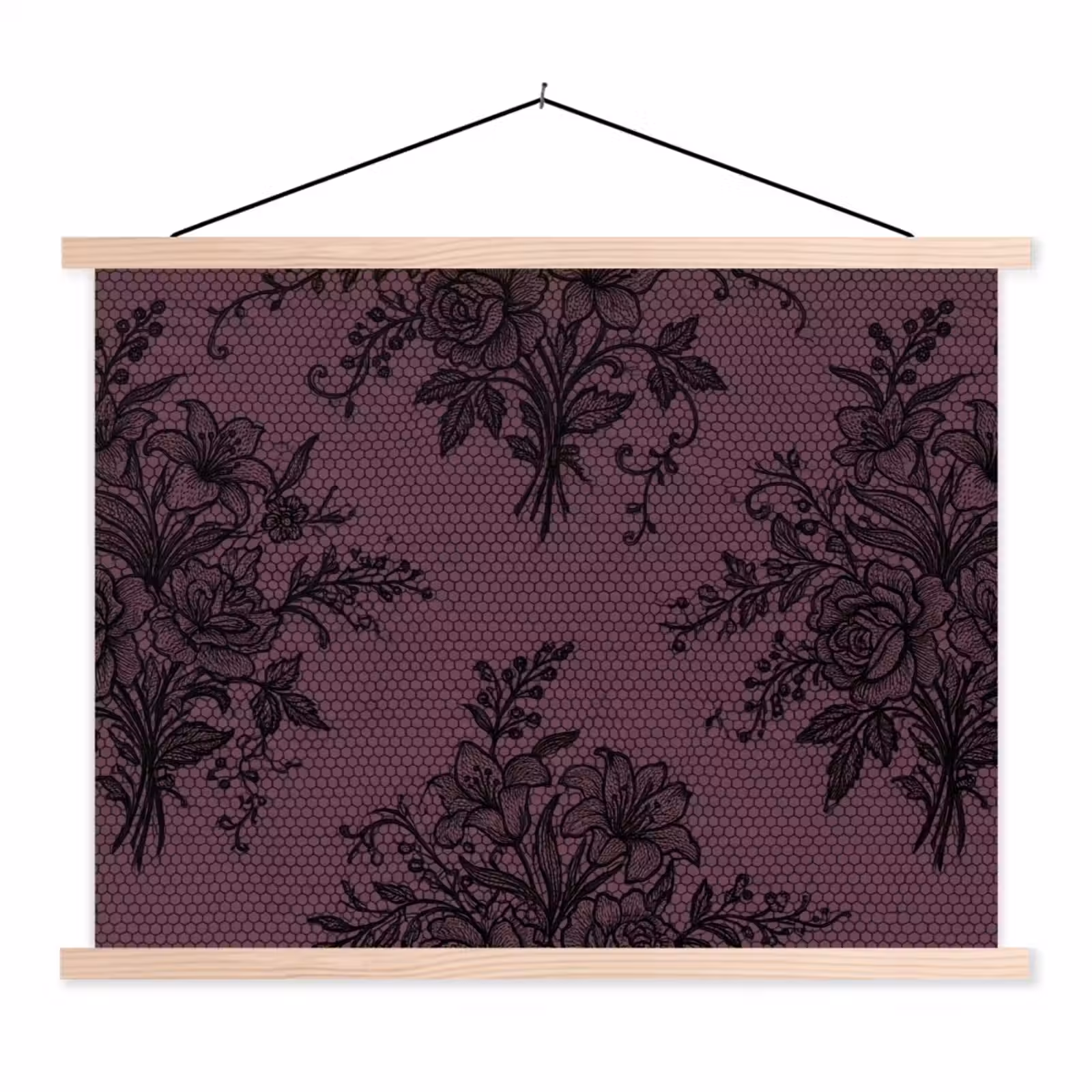 Stoffbild - Spitzenmuster – Blumen – Lila — 1
