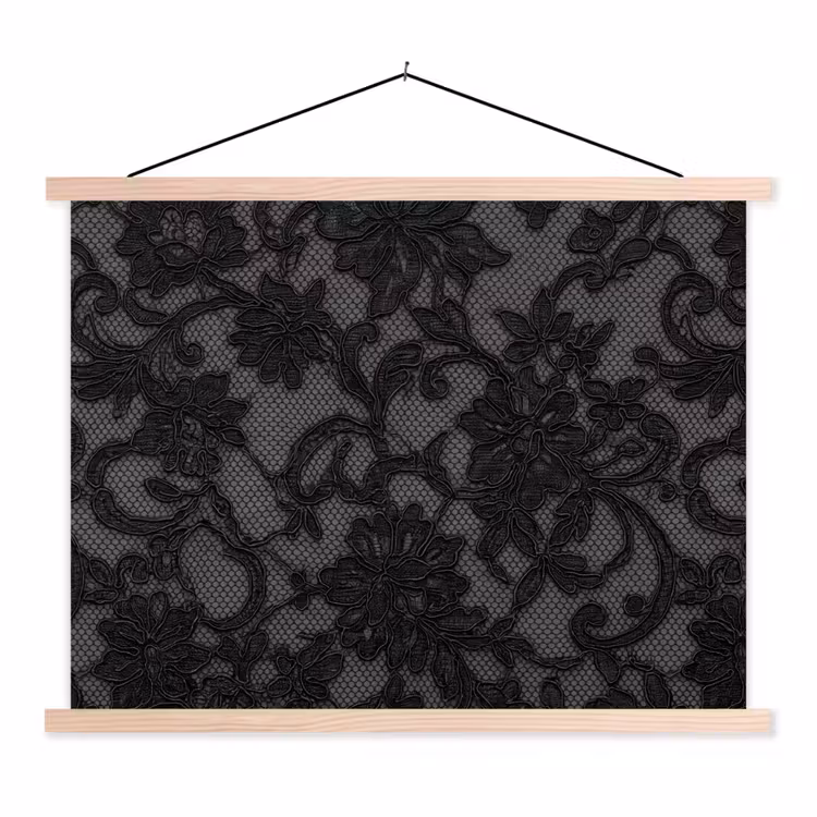 Stoffbild - Spitze – Blumen – Schwarz — 1
