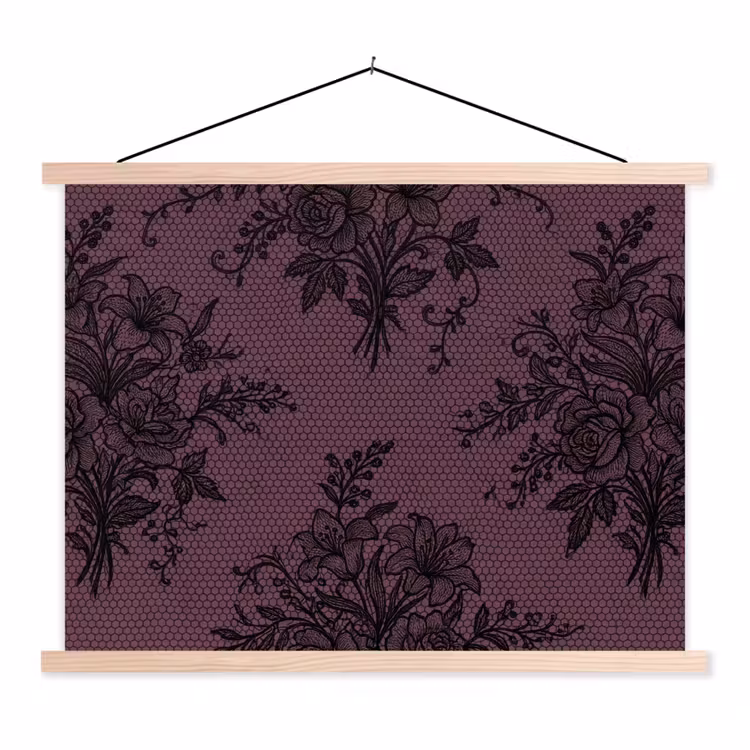 Stoffbild - Spitzenmuster – Blumen – Lila — 1