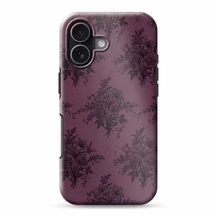 Handyhülle Toughcase - Spitzenmuster – Blumen – Lila — 1