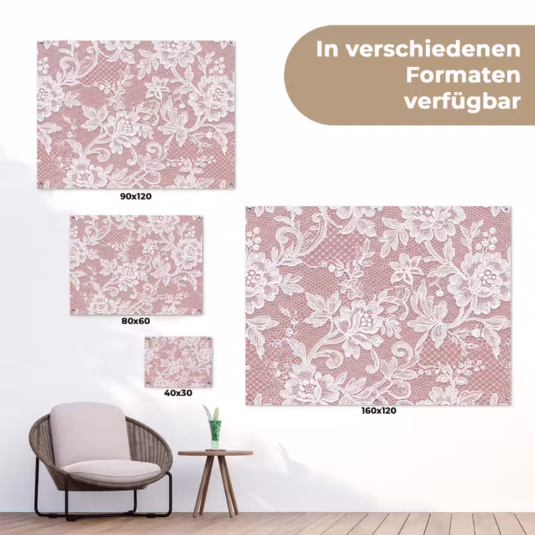 Gartenposter - Spitze – Blumen – Weiß — 6