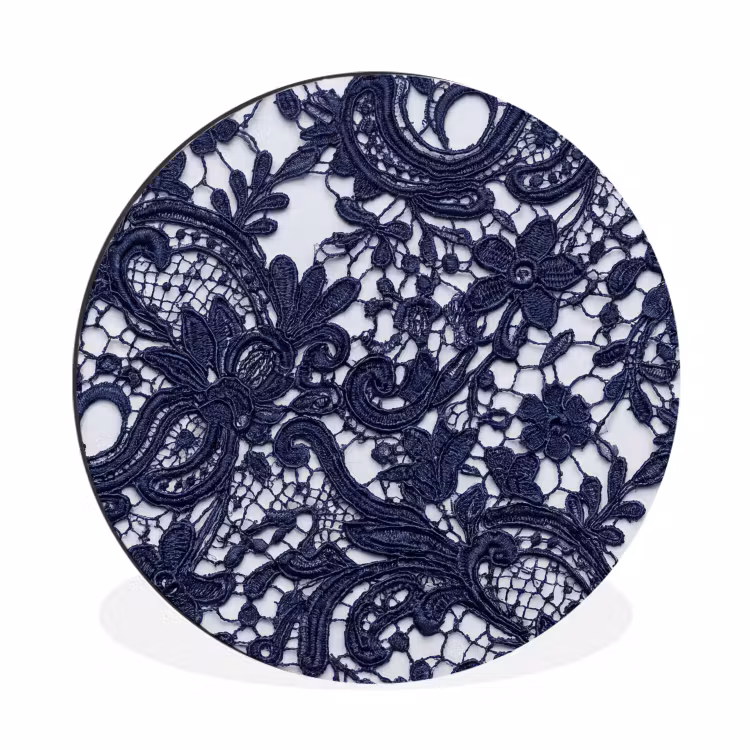 Alu-Dibond-Bild Rund - Dunkelblaue Spitze – Blumen — 1