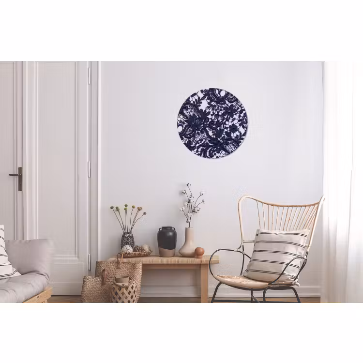 Alu-Dibond-Bild Rund - Dunkelblaue Spitze – Blumen — 2