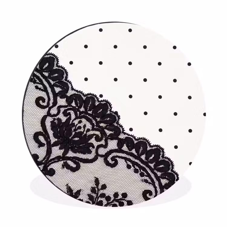 Alu-Dibond-Bild Rund - Schwarze Spitze – Blumen — 1