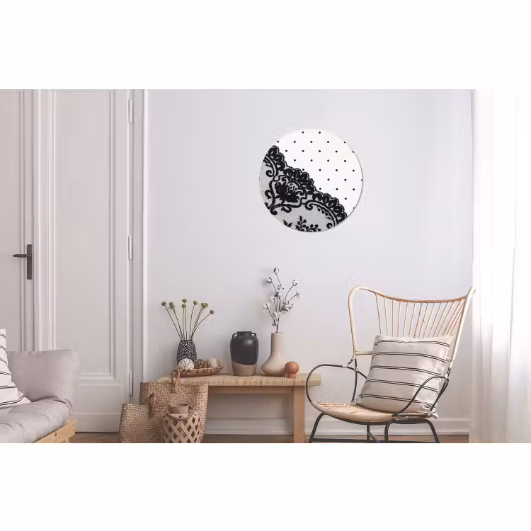 Alu-Dibond-Bild Rund - Schwarze Spitze – Blumen — 2