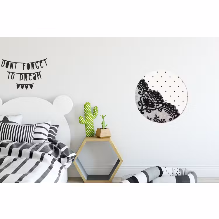 Alu-Dibond-Bild Rund - Schwarze Spitze – Blumen — 4