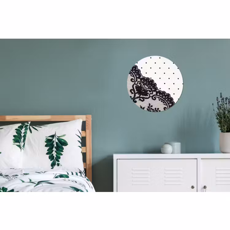 Alu-Dibond-Bild Rund - Schwarze Spitze – Blumen — 5