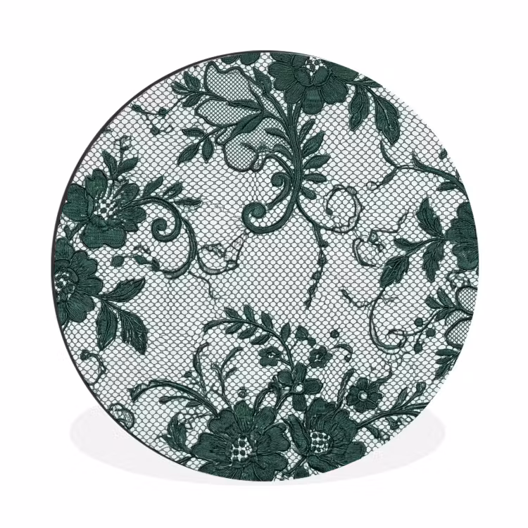 Alu-Dibond-Bild Rund - Spitze – Blumen – Grün — 1