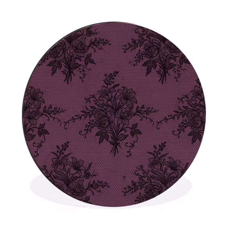 Alu-Dibond-Bild Rund - Spitzenmuster – Blumen – Lila — 1