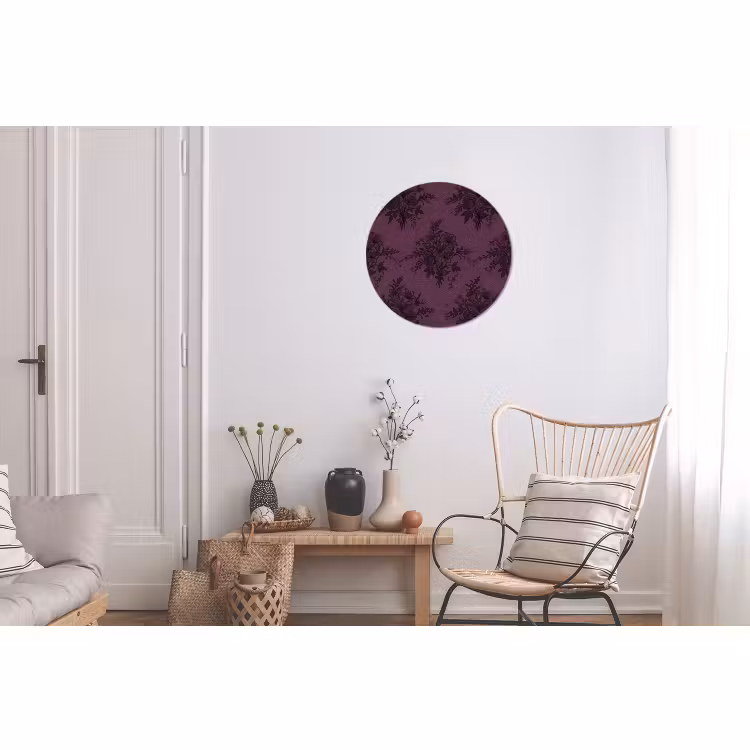 Alu-Dibond-Bild Rund - Spitzenmuster – Blumen – Lila — 2