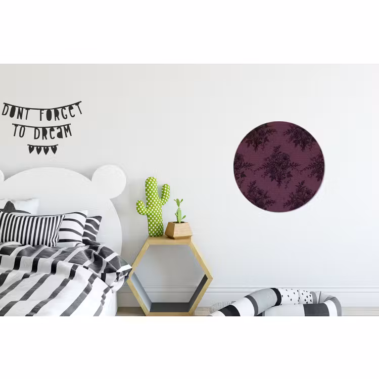 Alu-Dibond-Bild Rund - Spitzenmuster – Blumen – Lila — 4