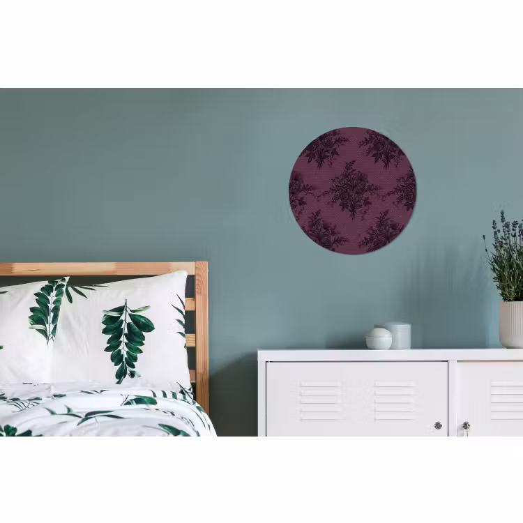 Alu-Dibond-Bild Rund - Spitzenmuster – Blumen – Lila — 5