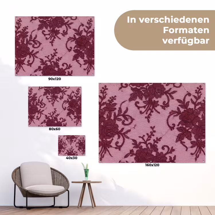 Gartenposter - Bordeauxrotes Spitzenmuster — 6