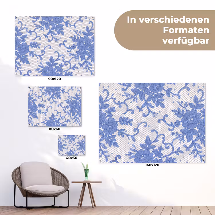Gartenposter - Spitze – Blumen – Blau — 6