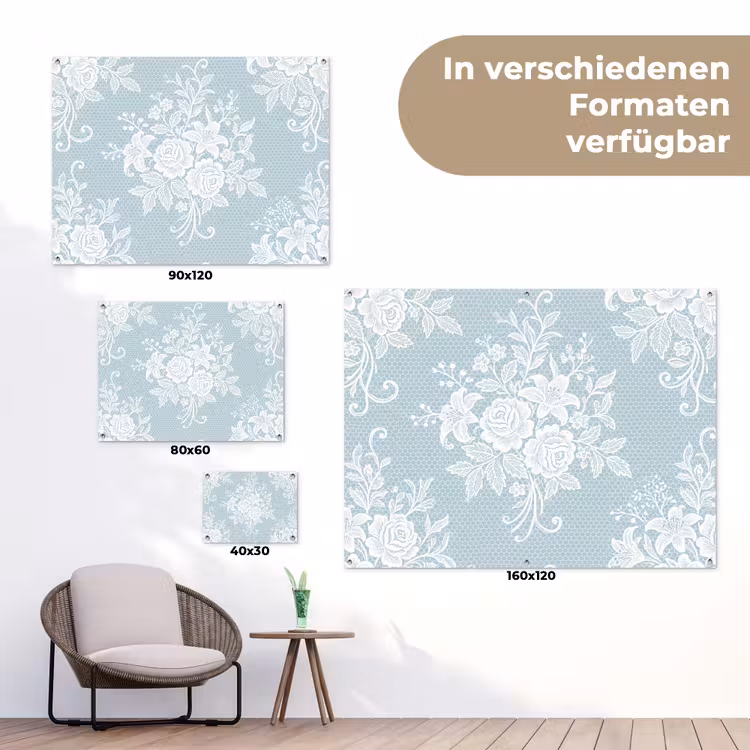 Gartenposter - Weiß – Spitze – Vintage — 6