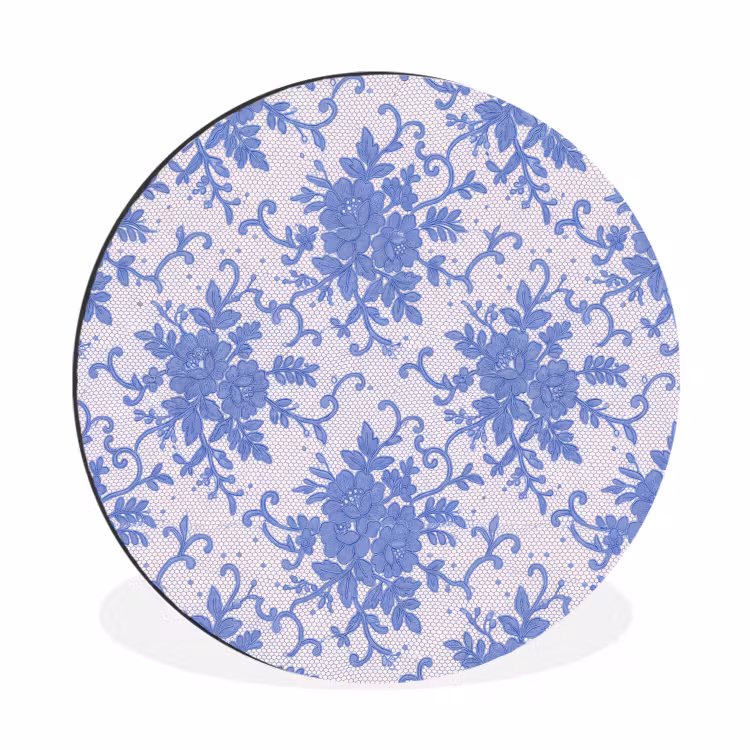 Alu-Dibond-Bild Rund - Spitze – Blumen – Blau — 1