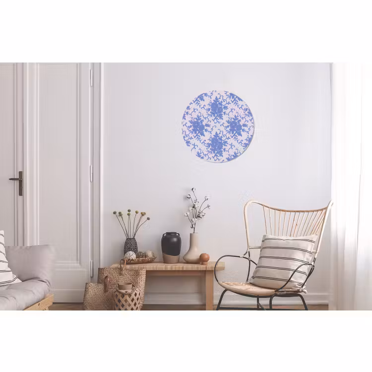 Alu-Dibond-Bild Rund - Spitze – Blumen – Blau — 2