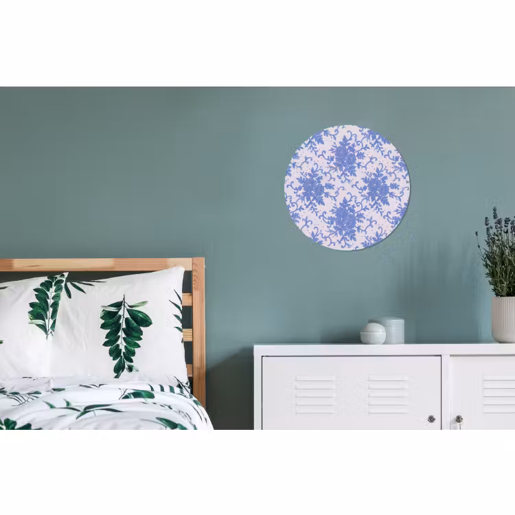 Alu-Dibond-Bild Rund - Spitze – Blumen – Blau — 5
