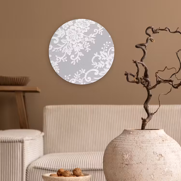 Glasbild Rund - Spitze – Blume – Muster — 2