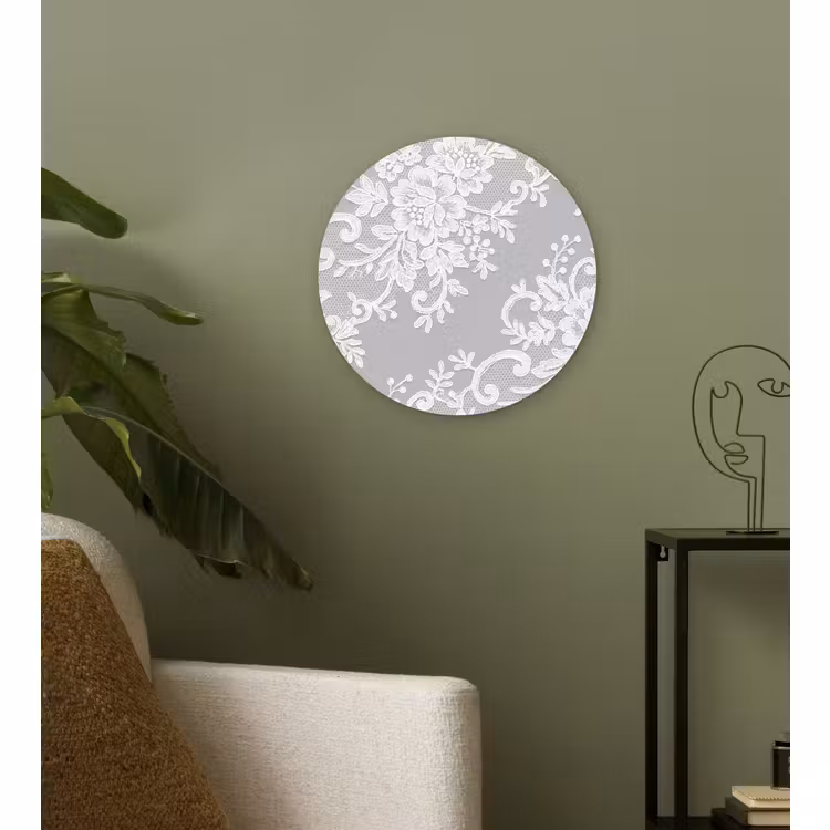 Glasbild Rund - Spitze – Blume – Muster — 3