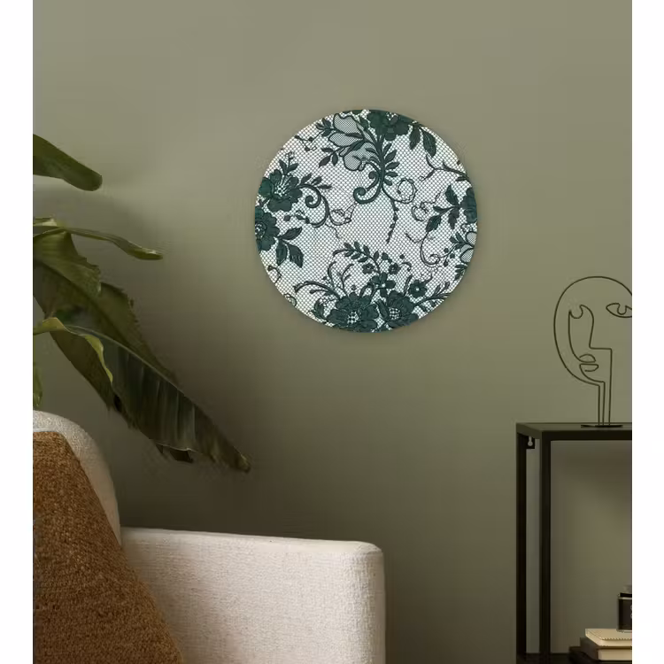 Glasbild Rund - Spitze – Blumen – Grün — 3