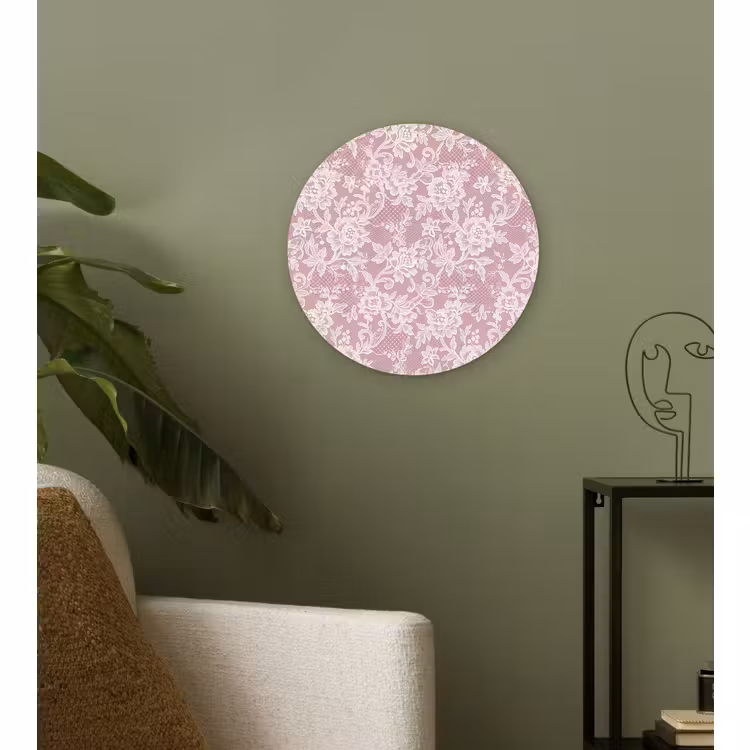 Glasbild Rund - Spitze – Blumen – Weiß — 3