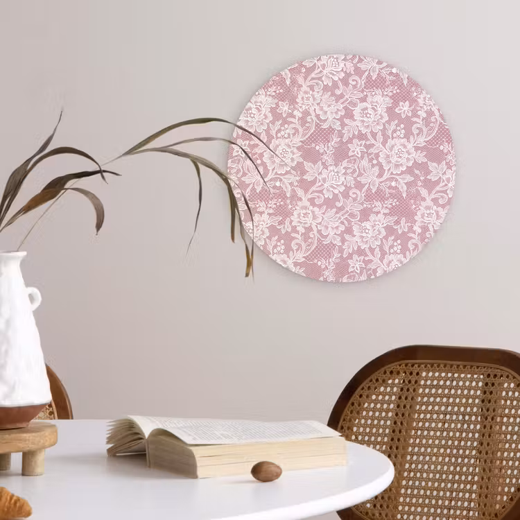 Glasbild Rund - Spitze – Blumen – Weiß — 4