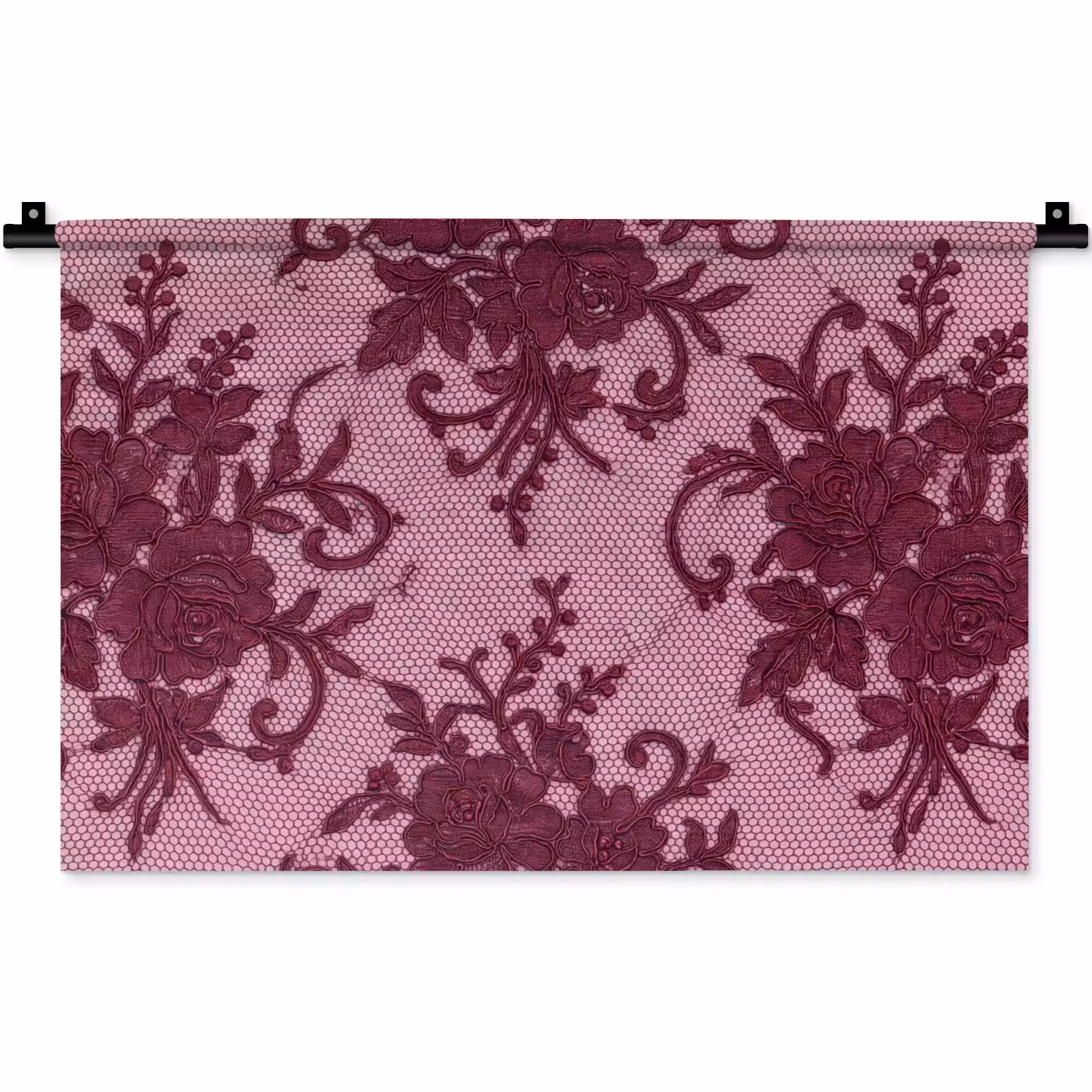 Wandteppich - Bordeauxrotes Spitzenmuster — 1
