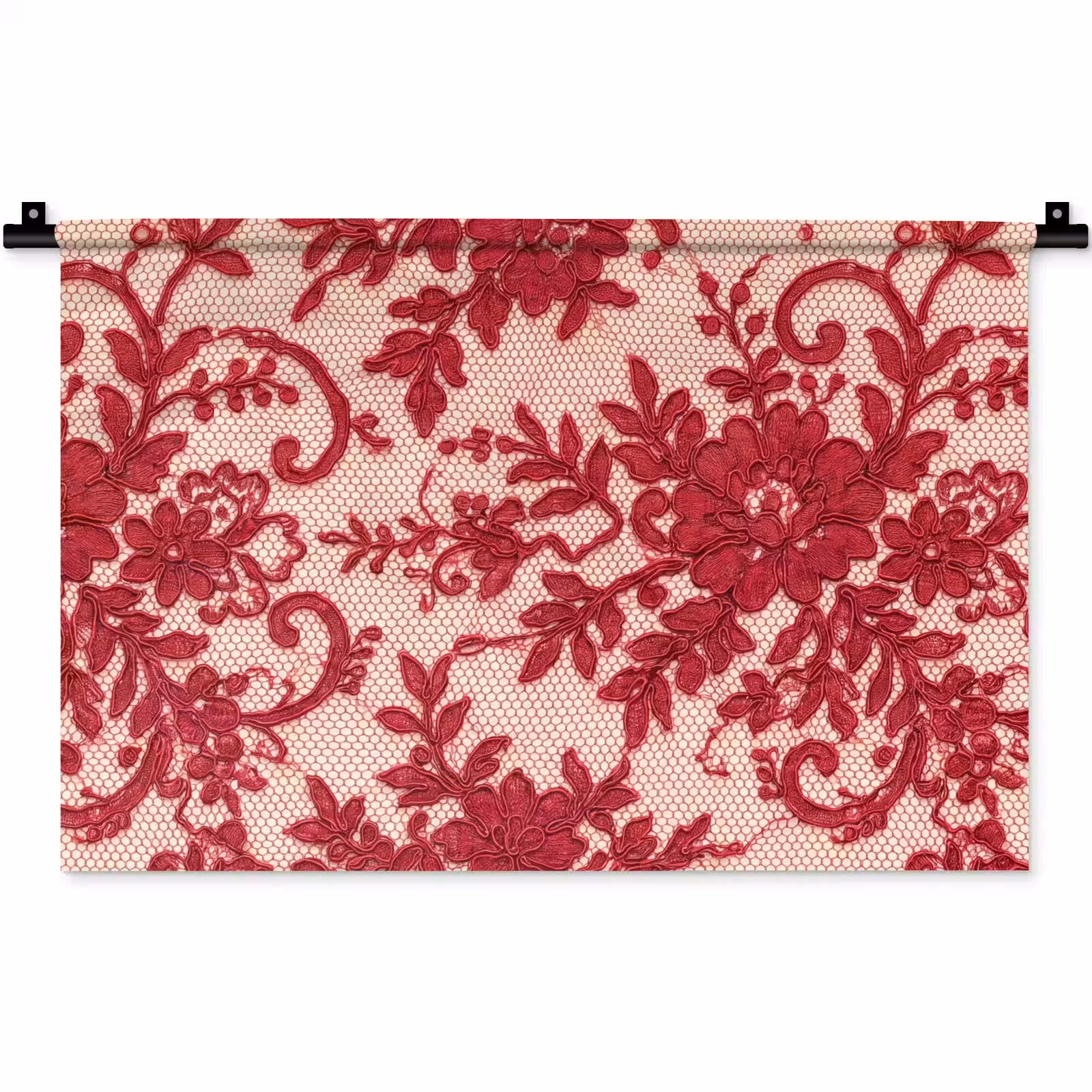 Wandteppich - Rote Spitze – Blumen — 1