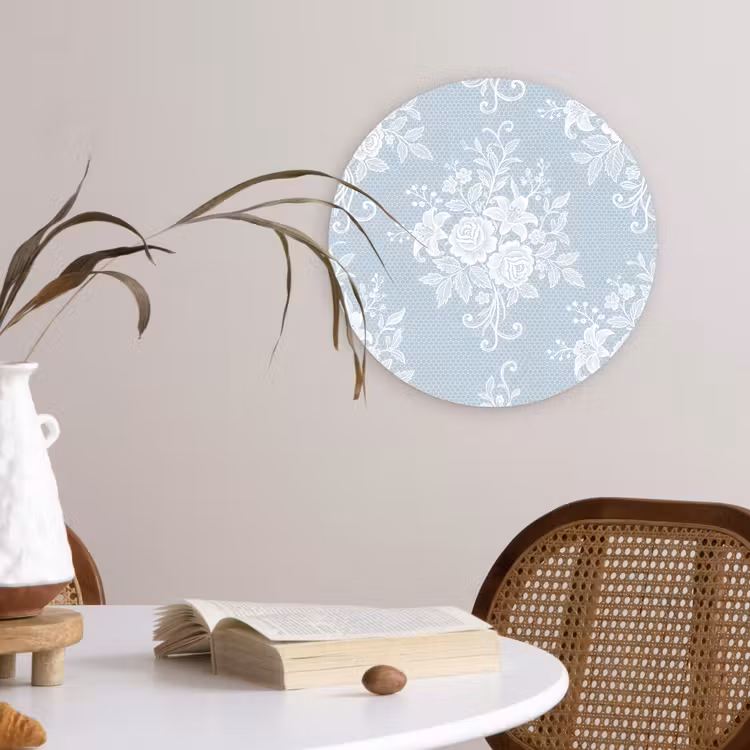 Glasbild Rund - Weiß – Spitze – Vintage — 4