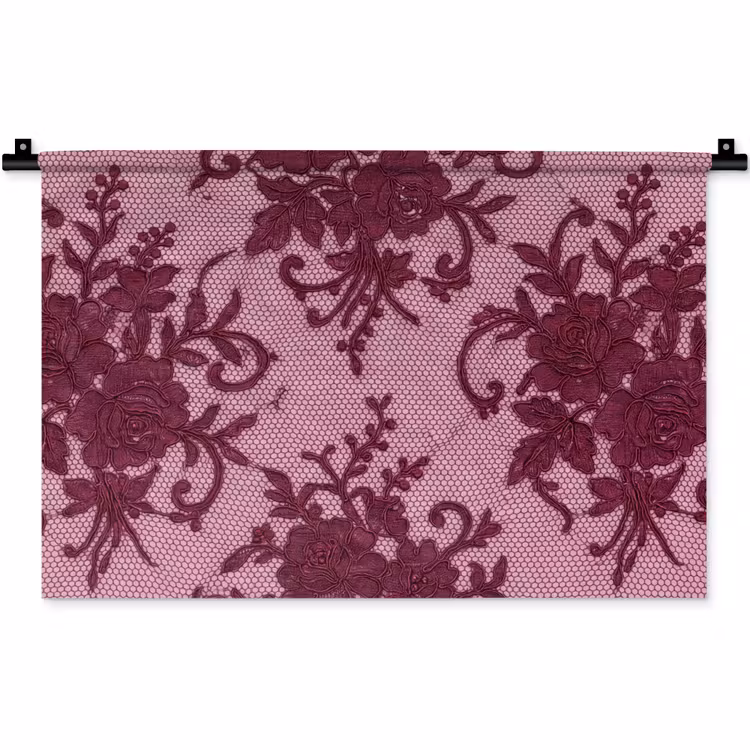 Wandteppich - Bordeauxrotes Spitzenmuster — 1