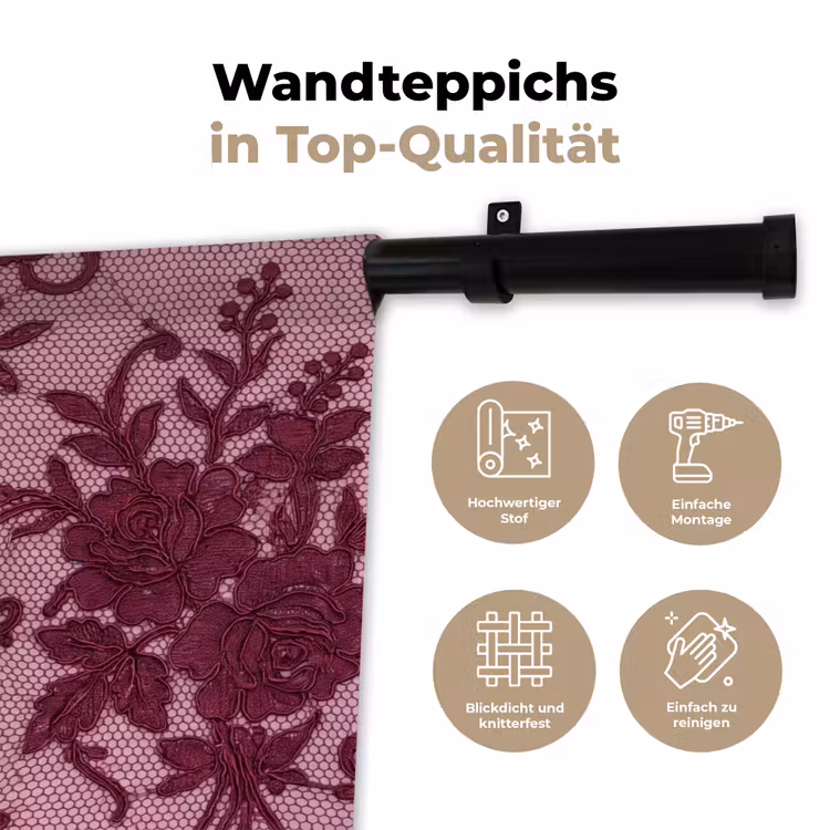 Wandteppich - Bordeauxrotes Spitzenmuster — 7