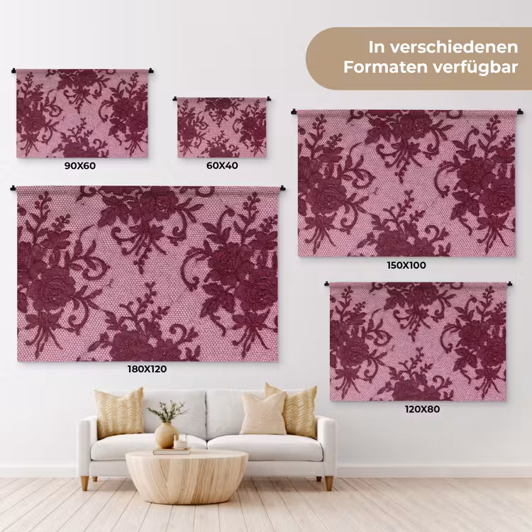 Wandteppich - Bordeauxrotes Spitzenmuster — 8