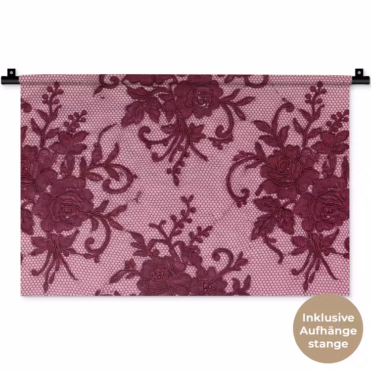 Wandteppich - Bordeauxrotes Spitzenmuster — 9