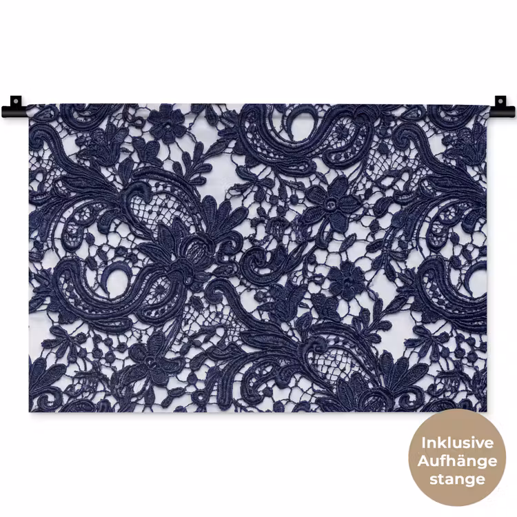 Wandteppich - Dunkelblaue Spitze – Blumen — 9