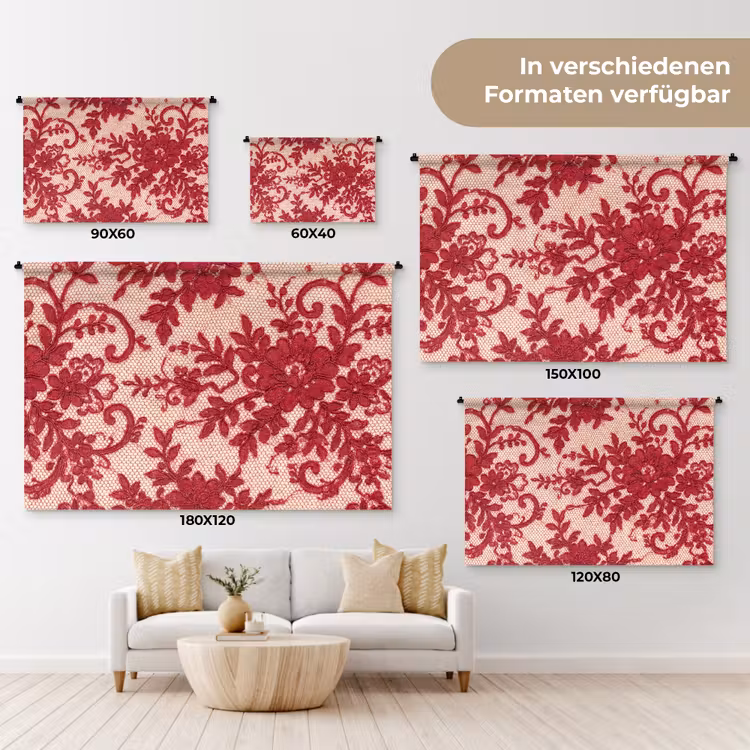Wandteppich - Rote Spitze – Blumen — 8