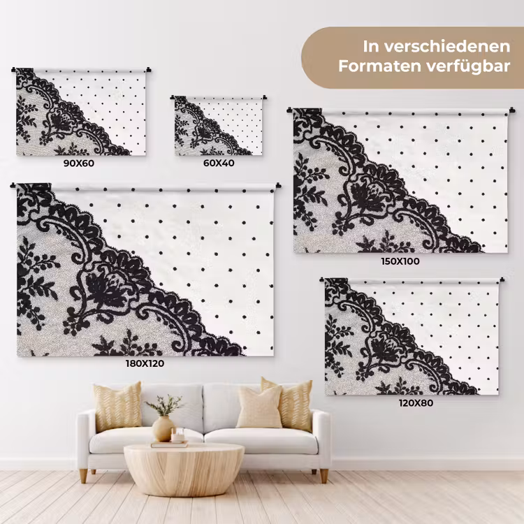 Wandteppich - Schwarze Spitze – Blumen — 8