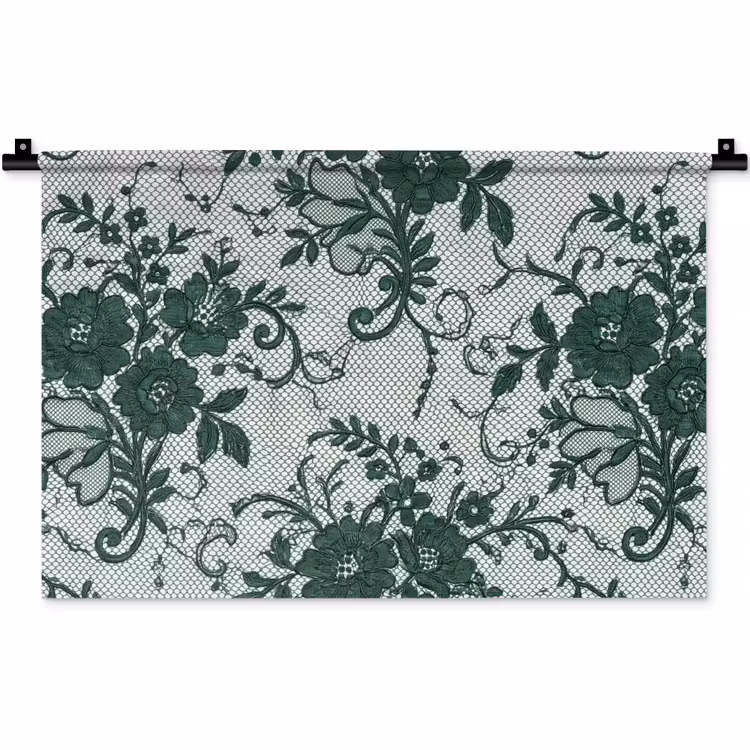 Wandteppich - Spitze – Blumen – Grün — 1