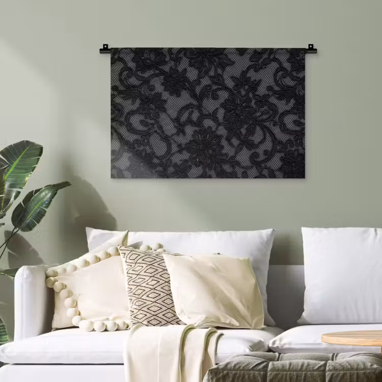 Wandteppich - Spitze – Blumen – Schwarz — 4