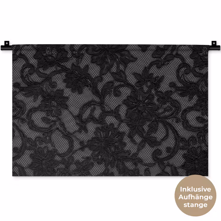 Wandteppich - Spitze – Blumen – Schwarz — 9