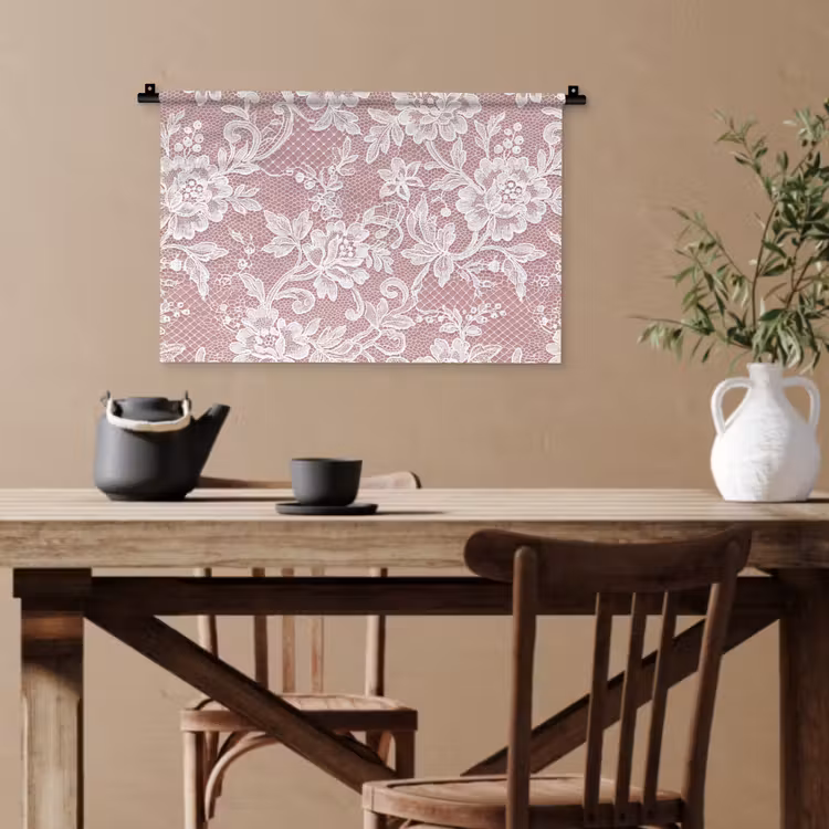 Wandteppich - Spitze – Blumen – Weiß — 3