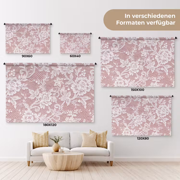 Wandteppich - Spitze – Blumen – Weiß — 8