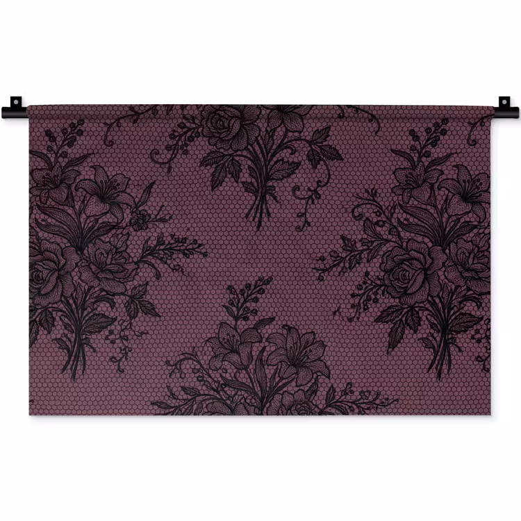 Wandteppich - Spitzenmuster – Blumen – Lila — 1
