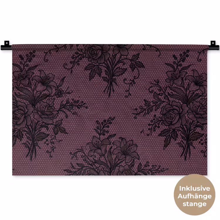 Wandteppich - Spitzenmuster – Blumen – Lila — 9