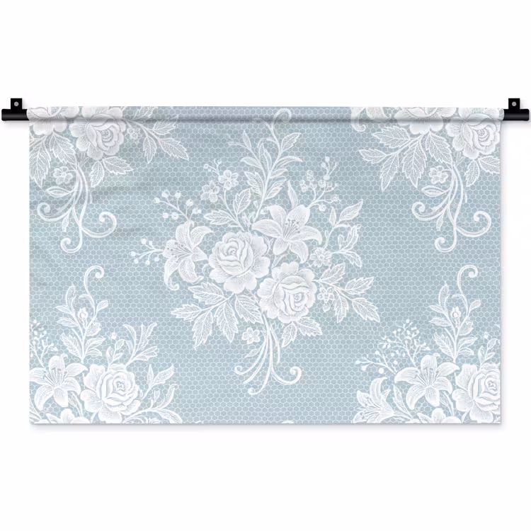Wandteppich - Weiß – Spitze – Vintage — 1