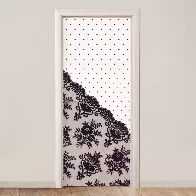 Türtapete - Schwarze Spitze – Blumen — 1