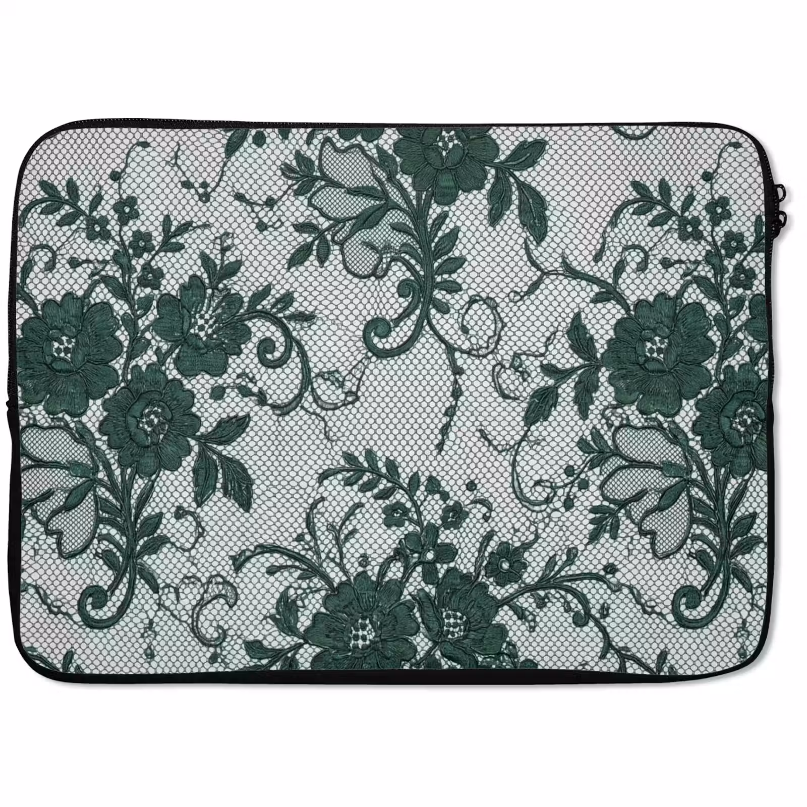 Laptop hülle - Spitze – Blumen – Grün — 1
